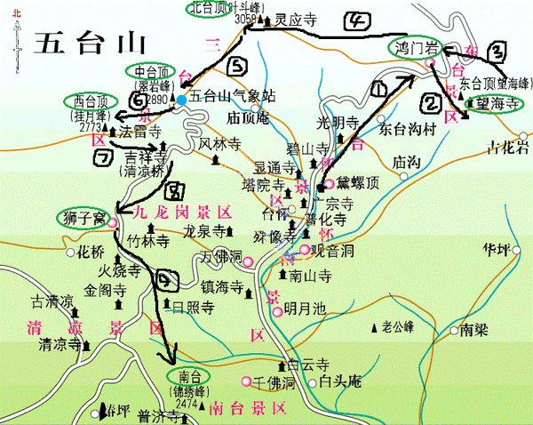 五台山旅游地图,五台山旅游地图景点-第2张图片-九五旅游网