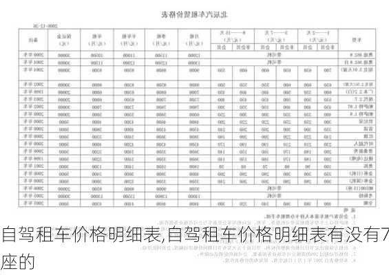 自驾租车价格明细表,自驾租车价格明细表有没有7座的-第3张图片-九五旅游网