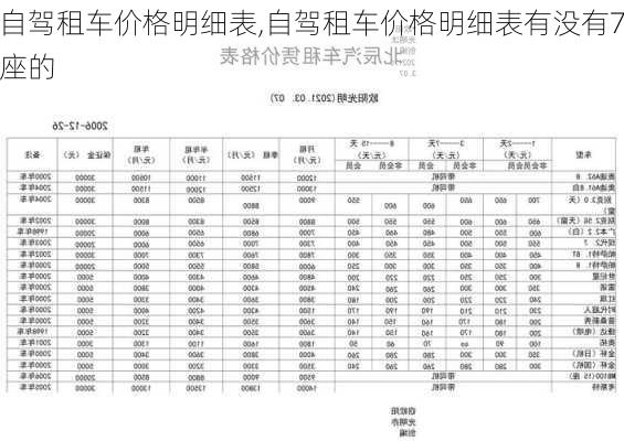 自驾租车价格明细表,自驾租车价格明细表有没有7座的-第2张图片-九五旅游网