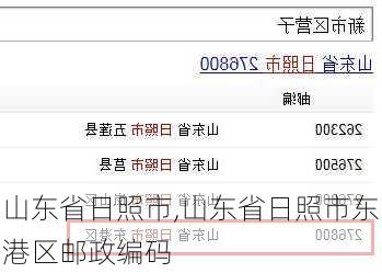 山东省日照市,山东省日照市东港区邮政编码