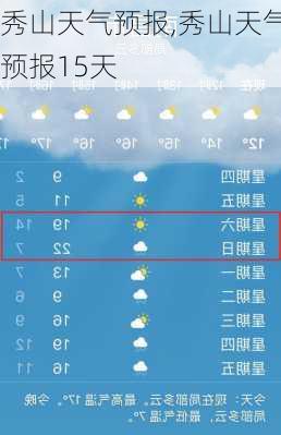 秀山天气预报,秀山天气预报15天